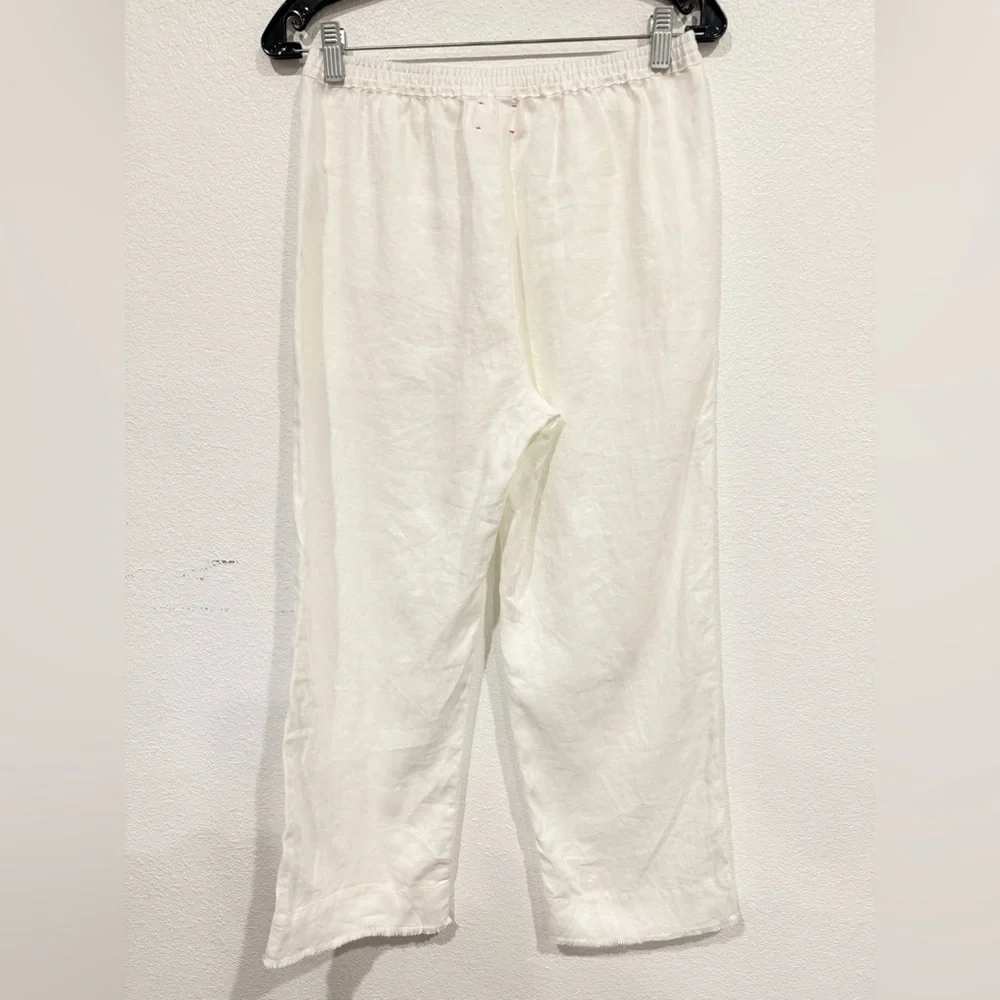 XiRENA Pull On High Waisted 100% Linen White Wide Leg Pants Women’s Size Small - Picture 4 of 5